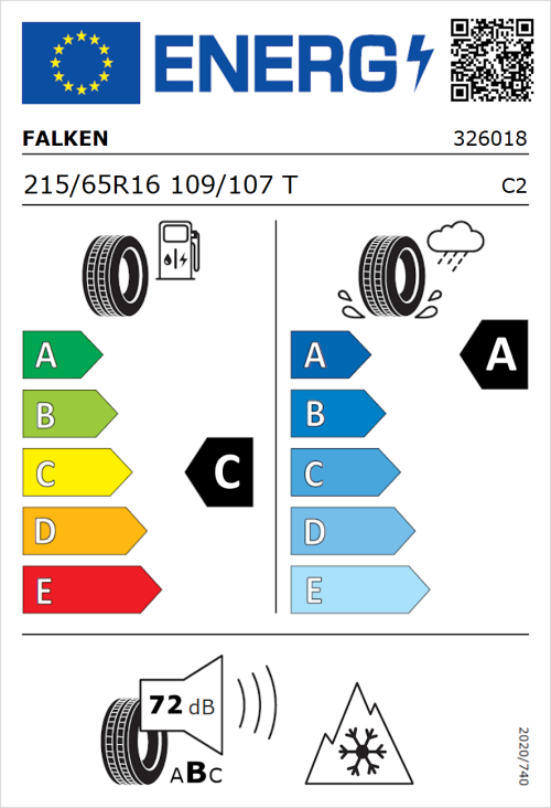 Tyre Label for Falken Eurowinter HS01 215/65R16 109/107T